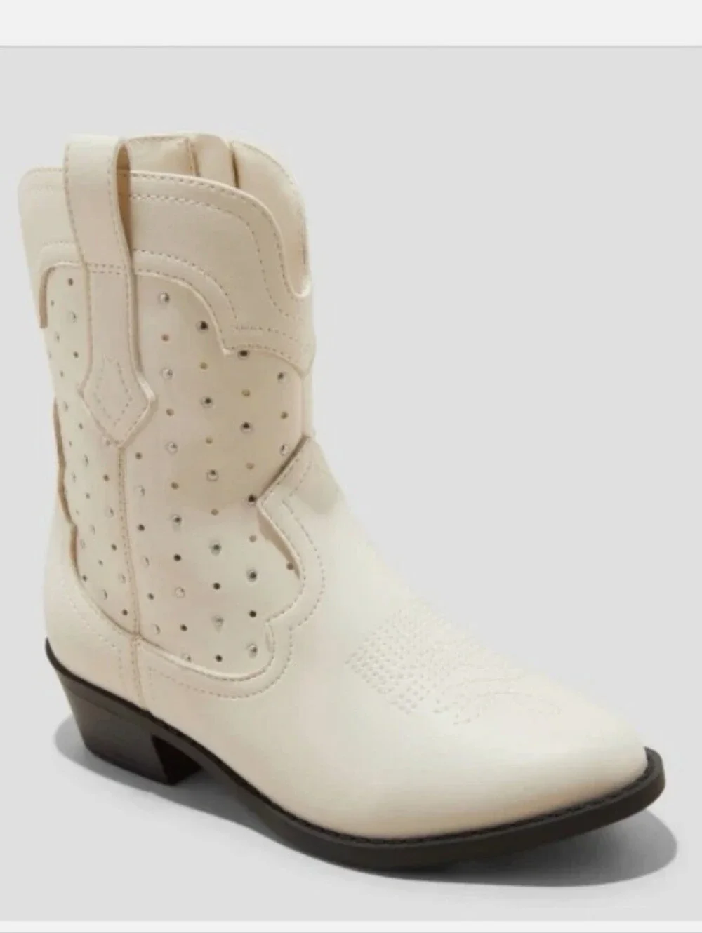 Art Class Jovi White Ivory Side Zip Heeled Faux Leather Size